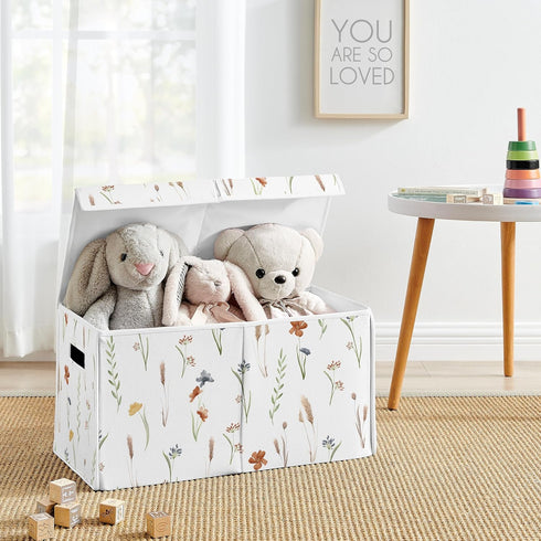 Sweet Jojo Designs Boho Floral Garden Flower Girl Collapsible Toy Storage Box Chest Organizer with Lid Baby Nursery Kid