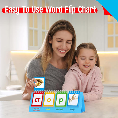 CVCC & CCVC Flip Charts - 40 Words Builder Phonic Games Educational Learning Tool for Students Teachers