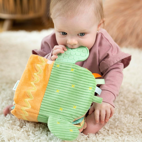 Ingenuity Calm Springs Soft Teething Activity Book, Multi-Texture Crinkle, Teether, Number Learning, for Ages 0-36