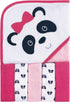 (Pack 2) Luvable Friends Unisex Baby Hooded Towel with Five Washcloths, Panda, One Size