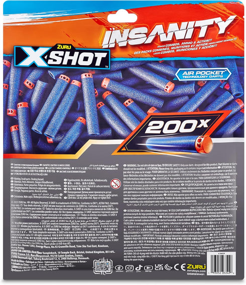 ZURU X-Shot Insanity 200 Dart Refill Pack, Compatible with X-Shot and Other Brands, Outdoor Blaster Toys