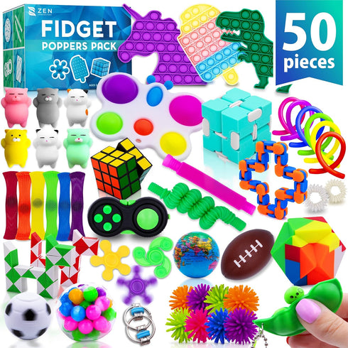Fidget Poppers Pack 50 Pcs Fidget Toys, Party Favors for Kids 8-12,