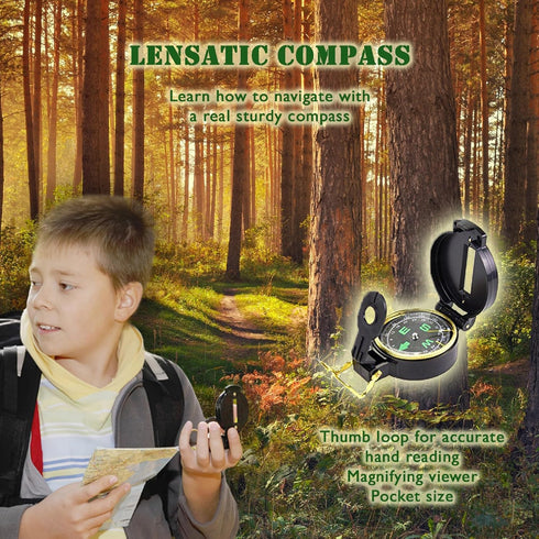 Ezzo Outdoor Adventure Kit with Walkie-Talkies, Backyard Exploration Toys for Kids, Camouflage Camping Gear