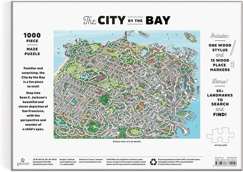 Galison Sean C. Jackson's City by The Bay - 1000 Piece Maze Puzzle from Galison - Complete The Puzzle to Find 65+