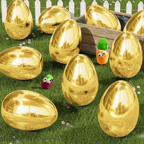 12 6 Inch PCS Jumbo Gold Easter Eggs Giant Metallic Golden Easter Eggs Fillable Large Suprise Egg for Easter Themed