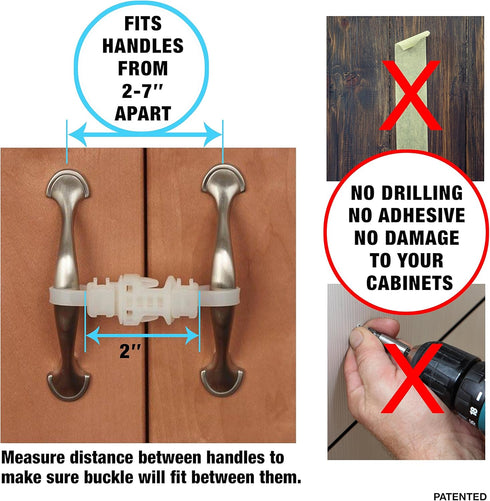 KisCords /4 Pack Baby Safety Cabinet Locks for Handles Child Safety Cabinet Latches for Home Safety Strap for Baby