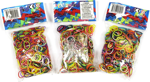 Rainbow Loom Mega Lot! 1800 ct Mixed Bands (Yellow, Green, White, Purple, Turquoise, Red, Black) - Elastic Bands