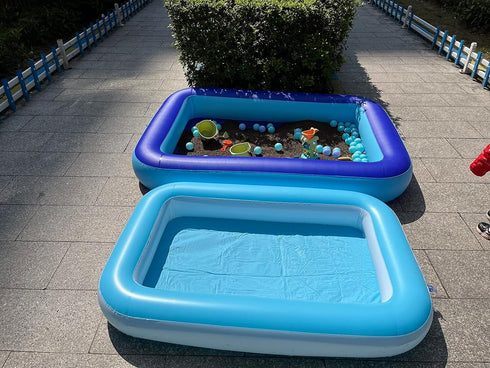 Inflatable Sensory Sand Pool for Kids - 64"x47"x9" Ball Pit, Kiddie Pool, Plastic Water Game Pool for Toddlers