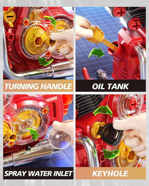 3+Year Jovow Engine Building Kit, Kids Mechanic Toys for Motorcycle Engine Toy, STEM Engine Model Kit Toy with Cool