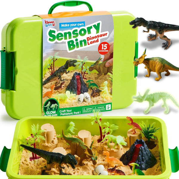 JOVA Klever Kits Dinosaurs Sensory Bin Toys for Toddlers with Glow in