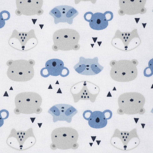 100% Pack 5 Gerber Boys Newborn Infant Baby Toddler Nursery Cotton Flannel Receiving Swaddle Blanket, Critters Blue