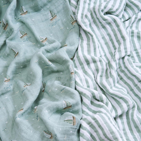 2 Pack, aden + anais Boutique Organic Cotton Muslin Swaddle Breathable Baby Receiving Blanket, Soft and Lightweight