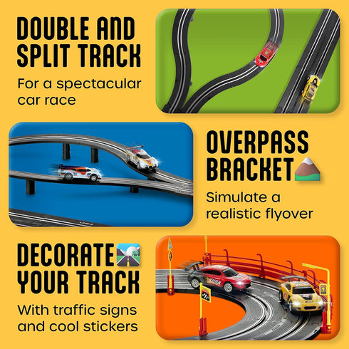 Atlasonix Slot Car Race Tracks Sets, Electric Race Car Track, Dual Electric Race Track for Girls & Boys Age 5+