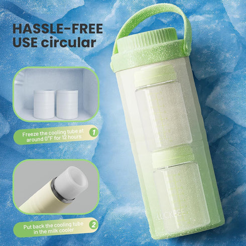 16oz 24 2pcs LUCKBEE Portable Breastmilk Cooler - Breast Milk Cooler Bottle with LCD Temp Display Cooling up to Hours