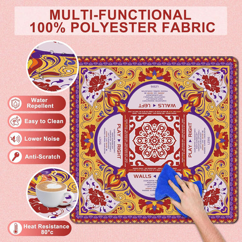 3333", 3mm LZSIG Mahjong Mat with Rules Thickened Anti-Slip American Mahjong Table Mat with Portable Carry Bag, Durable