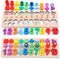 BEKILOLE Wooden Montessori Toys for Kids, Toddler Number Puzzles and Shape Stacker, Educational Math Blocks for 1 Year