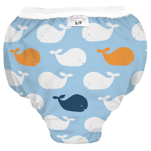 Kushies Baby Waterproof Training Pant (33-38 Pounds), Large, Blue Whales