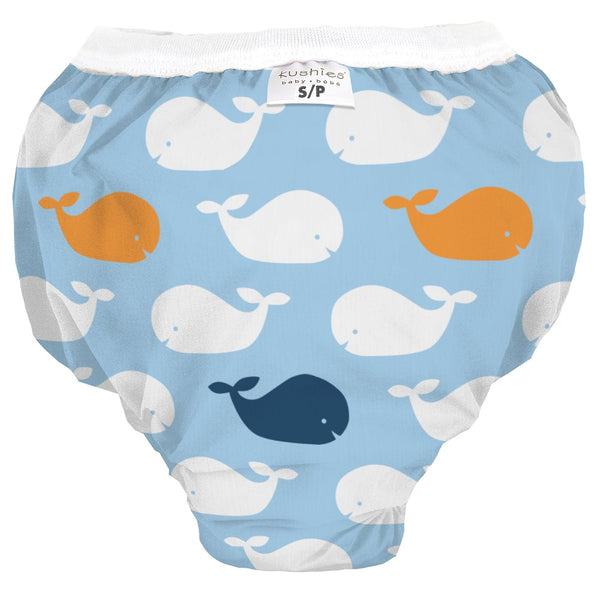 Kushies Baby Waterproof Training Pant (33-38 Pounds), Large, Blue Whales