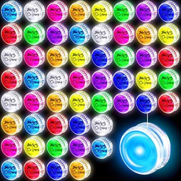 54 Pieces LED Light Up Yo Yo for Kids, Colorful Plastic Responsive Trick Ball for Beginner Birthday Party Favors