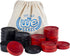 WE Games Checkers Pieces Only - Wooden Checker Board Game Pieces, 24 Stackable Black and Red Player Pieces