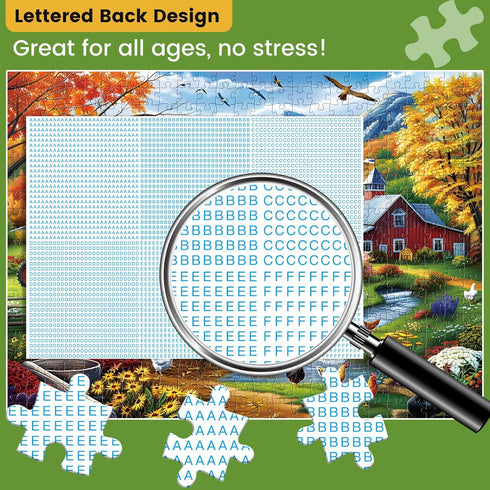 500 Adults,Countryside Nights,20.5*15In Piece Puzzles for Farm Scene Jigsaw Puzzle for Seniors Adults,Chicken Horse