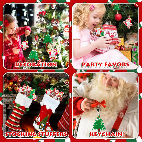 Woplagyreat 4 Packs Backpack Sets PCS Christmas Pop Keychain Toys,Kids Toddler Small Gifts Fidget Sensory Toy