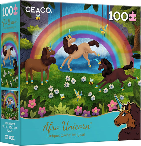 Ceaco April Showers - Afro Unicorn - 100 Piece Jigsaw Puzzle