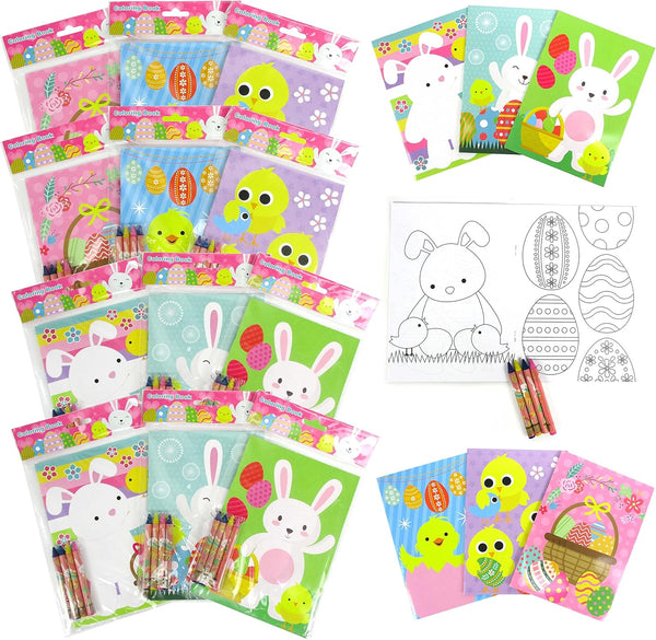 TINYMILLS Easter Coloring Books with Party Favors with 12 Books and 48