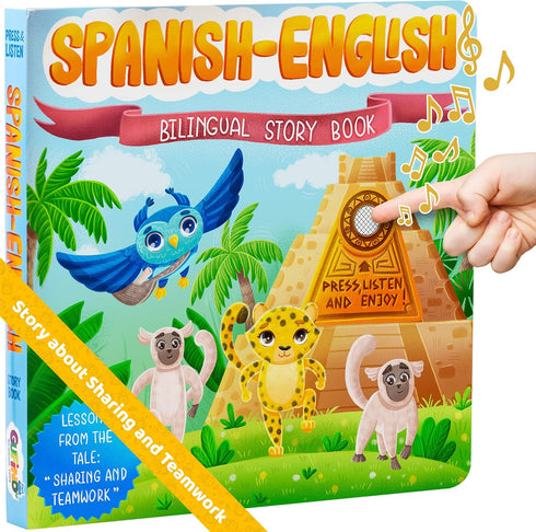 Bilingual Books for Toddlers 1-3, Interactive Sound Books for Toddlers, Electronic Toddler & Baby Books in English &