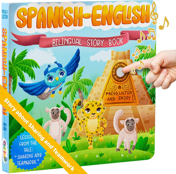 Bilingual Books for Toddlers 1-3, Interactive Sound Books for Toddlers, Electronic Toddler & Baby Books in English &