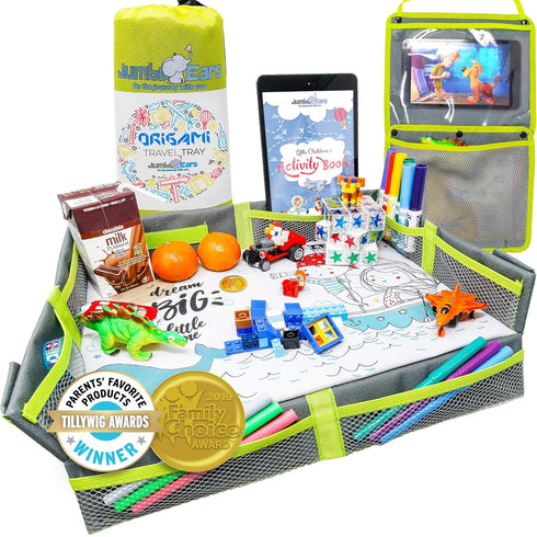 Gray Foldable Origami Kids Travel Tray Placemat Cover, Easy to Setup with