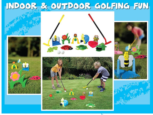 Children Golf Set with Golf Clubs, Practice Holes, Floral/Animal Obstacles, Golf Balls