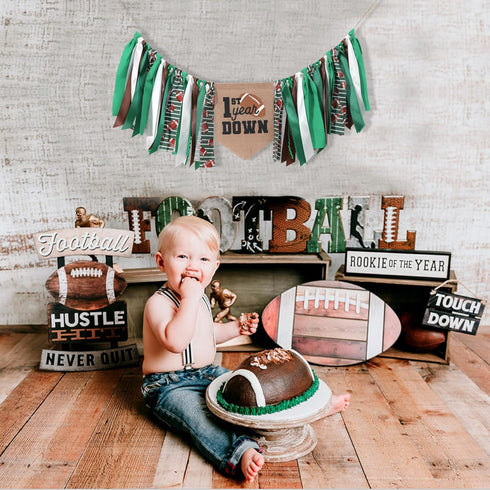 TUTOTU 1st Boy,1st Football Year Down Birthday High Chair Banner - Football First Birthday Decoration,High Chair First