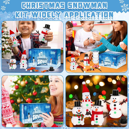 15 Pack Christmas Crafts Supplies, DIY Snowman Making Kit for Children, Christmas Stocking Stuffers, Air Dry Snowman