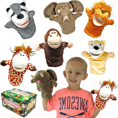 JOYIN 6Pcs Kids Hand Puppet Set - Toddler Animal Plush Toys for Show Theater, Birthday Gifts