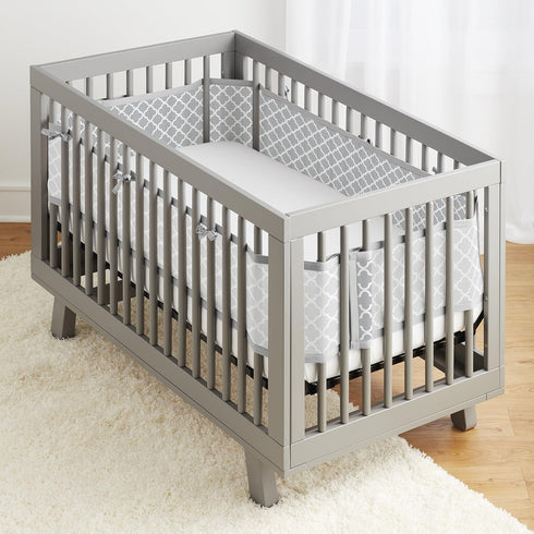 3mm 4FS 3 4 BreathableBaby Breathable Mesh Liner for Full-Size Cribs, Classic Mesh, Gray Clover (Size Covers or Sides)