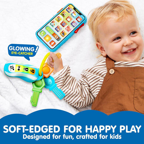Set, 60+ 10 JOYIN Baby Musical Toy Phone and Car Keys Teether Music and Learning Phrases, Baby Learning Toys Months