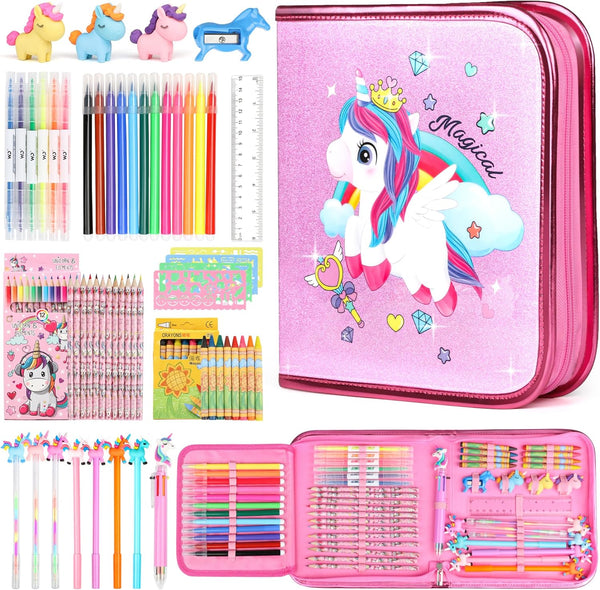 beefunni Unicorn Fruit Scented Markers Set 56 Pcs, Art Supplies for Kids
