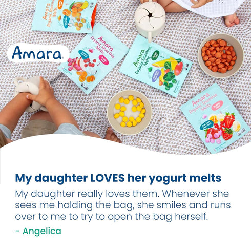 6 Amara Smoothie Melts - Mighty Sweet Greens - Baby Snacks Made With Fruits and Vegetables - Healthy Toddler Snacks