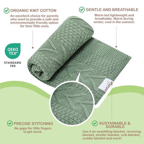 31.5 43.3 Inches Organic Cotton Knit Baby Blanket X Soft Knitted and Breathable Baby Blanket for Boys and Girls Perfect