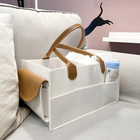 Baby Diaper Caddy Organizer - Storage Bin for Car and Nursery, Diaper Organizer for Changing Table
