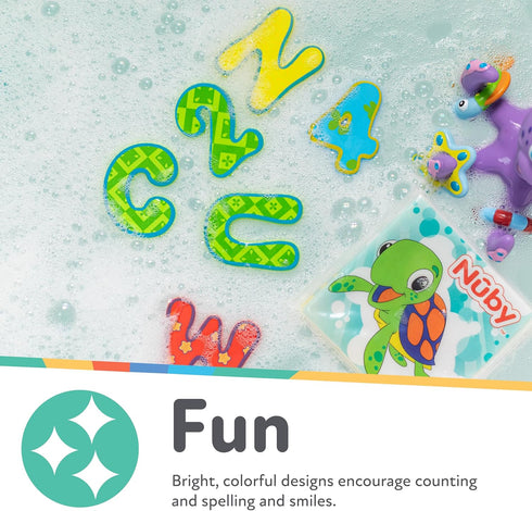 Set 36 3+ Nuby Floating Bath Tub Alphabet and Numbers - Soft Foam Waterproof Letters and Numbers - Pieces - Educational