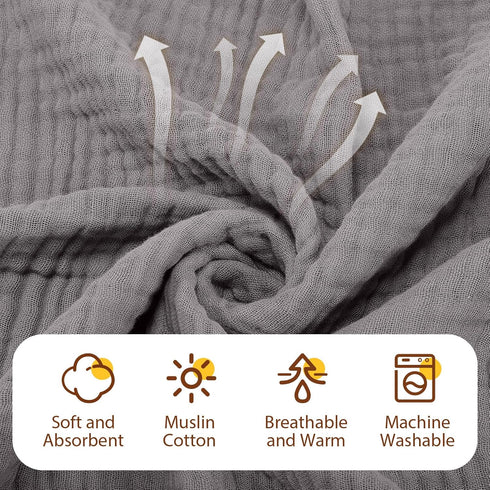 VitalCozy 8 (32 32 Inch,Neutral Pcs Baby Muslin Hooded Bath Towels and Washcloths Muslin Cotton Hooded Baby Towels