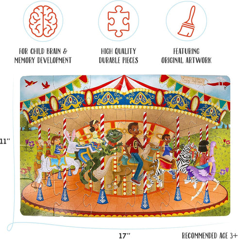 Upbounders - 24 Piece Joyful Carousel Beginner Puzzles - Toddler Kids Age 3-5 - Diverse Children at Play