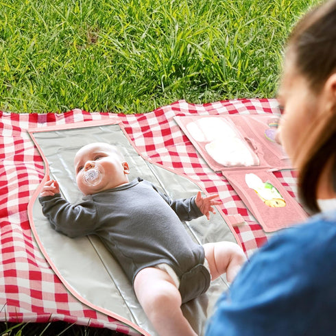 Portable Changing Pad for Baby - Travel Diaper Changing Mat, Large Waterproof, Foldable & Detachable with Wipes Pockets