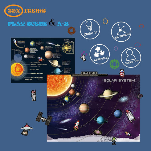 39 Pcs Magnetic Portable Playboard Solar System Planet Educational Teaching Playset