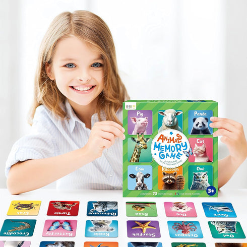 72 36 4 5 6 Hebayy PCS Memory Matching Game, Real Animal Matching Cards for Toddlers Pairs Memory Cards for Preschool