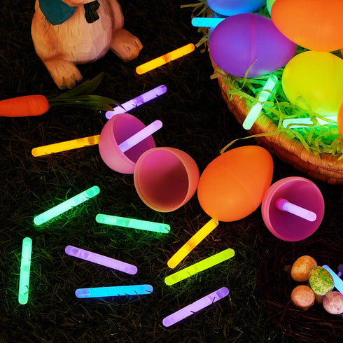 JOYIN 35 Pcs Easter Eggs with Mini Glow Sticks, Glow-in-The-Dark Basket Stuffers for Kids, Easter Egg Hunt Supplies