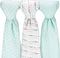 Muslin Baby Swaddle Blankets, Mint Blue and White Collection, Large (3 Pack)