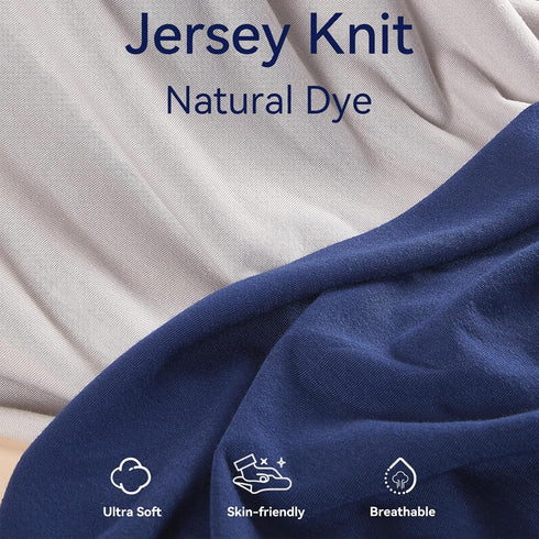 TILLYOU Changing Pad Cover Set in Soft Jersey Material - Fits 32"/34''x16 Contoured Pad for Babies, Navy Blue & Lt Gray.